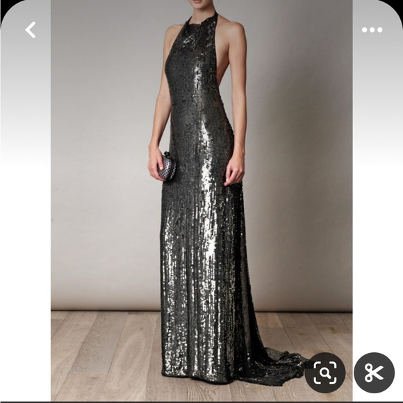Diane Von Furstenberg DVF Gunmetal  Sequin Crista Gown size 6 NWT - Picture 1 of 2